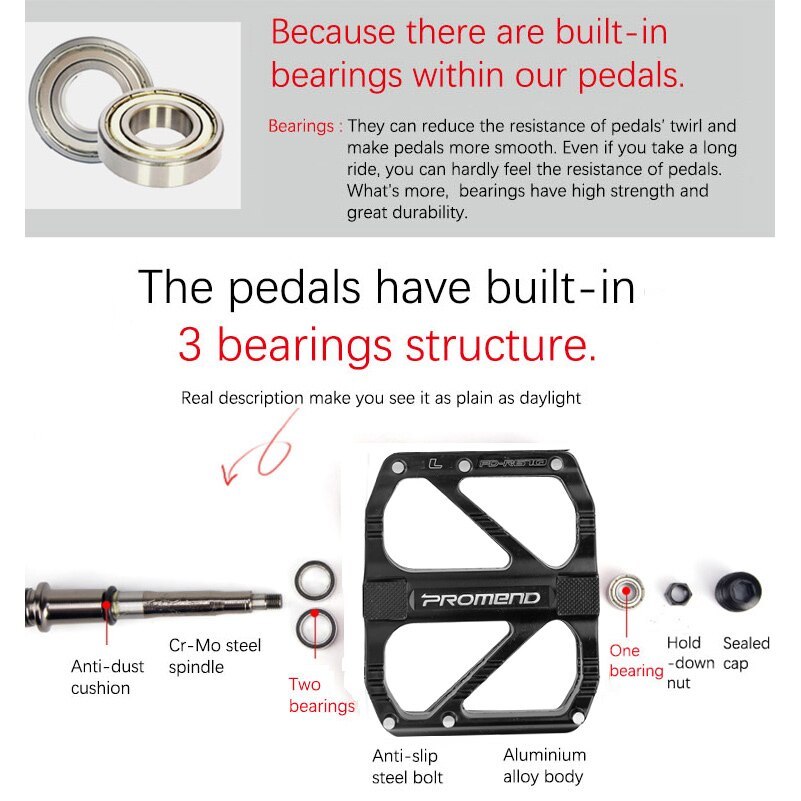 Promend Bike Pedal Quick Release 3 Bearing MTB Pedal  Aluminum Metal Body Smooth Lubricate road Bike Pedal R67 wellgo xpedo qrd2