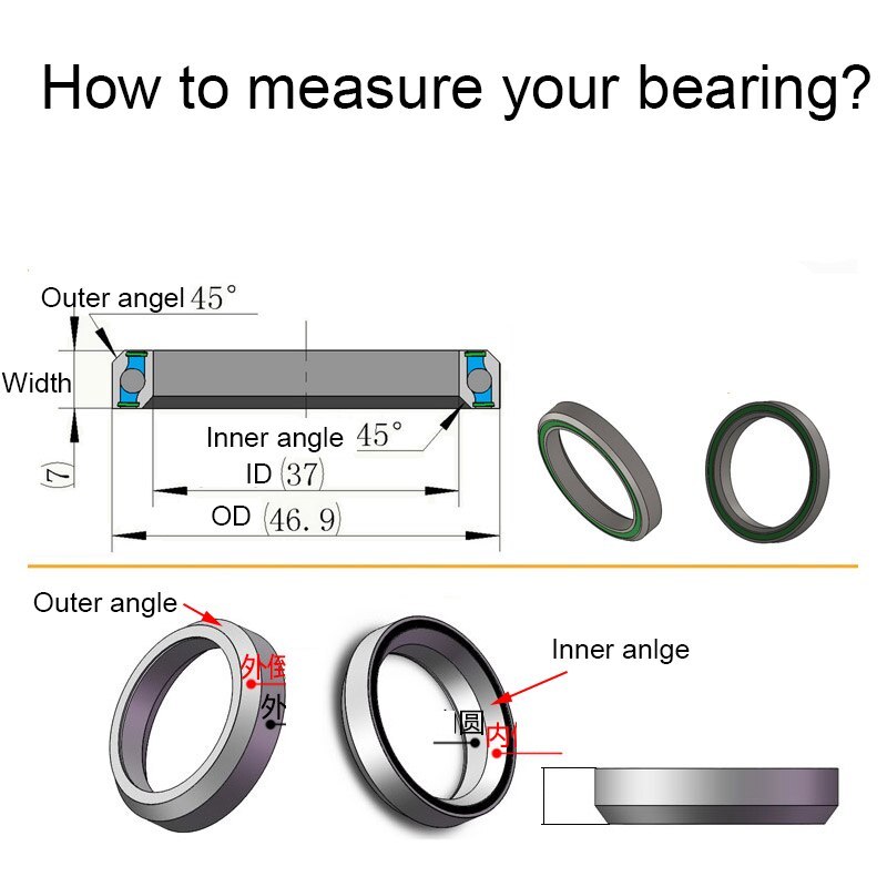 Neco Bearing Road Bike MTB Headset Bearing MR136 MR137 32.8 41.8mm 37 47mm 45 Degree for Giant OD2 Overdrive Headset