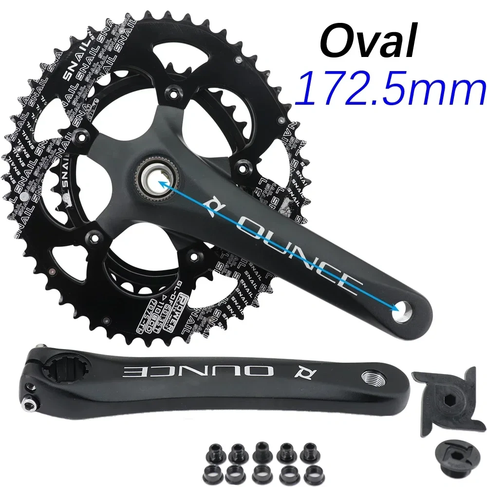 Prowheel OUNCE Road Bike Crankset 110BCD 170mm 172.5mm Snail 2x Chainring 110bcd Double Chainring 50-34t 52-36t 50-35t 53-39t