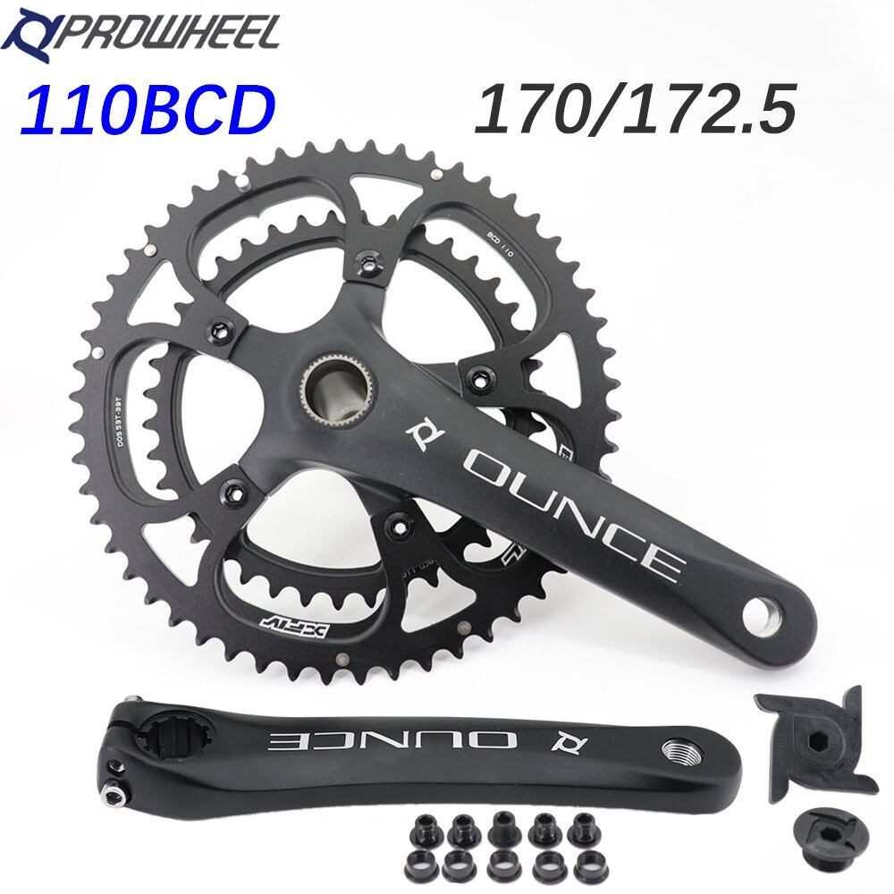 PROWHEEL 110BCD Road Bike Crankset 172.5mm OUNCE Crank Snail 110bcd Round Oval Double Chainring 50T 34T 52T 36T 50T 35T 53T 39T