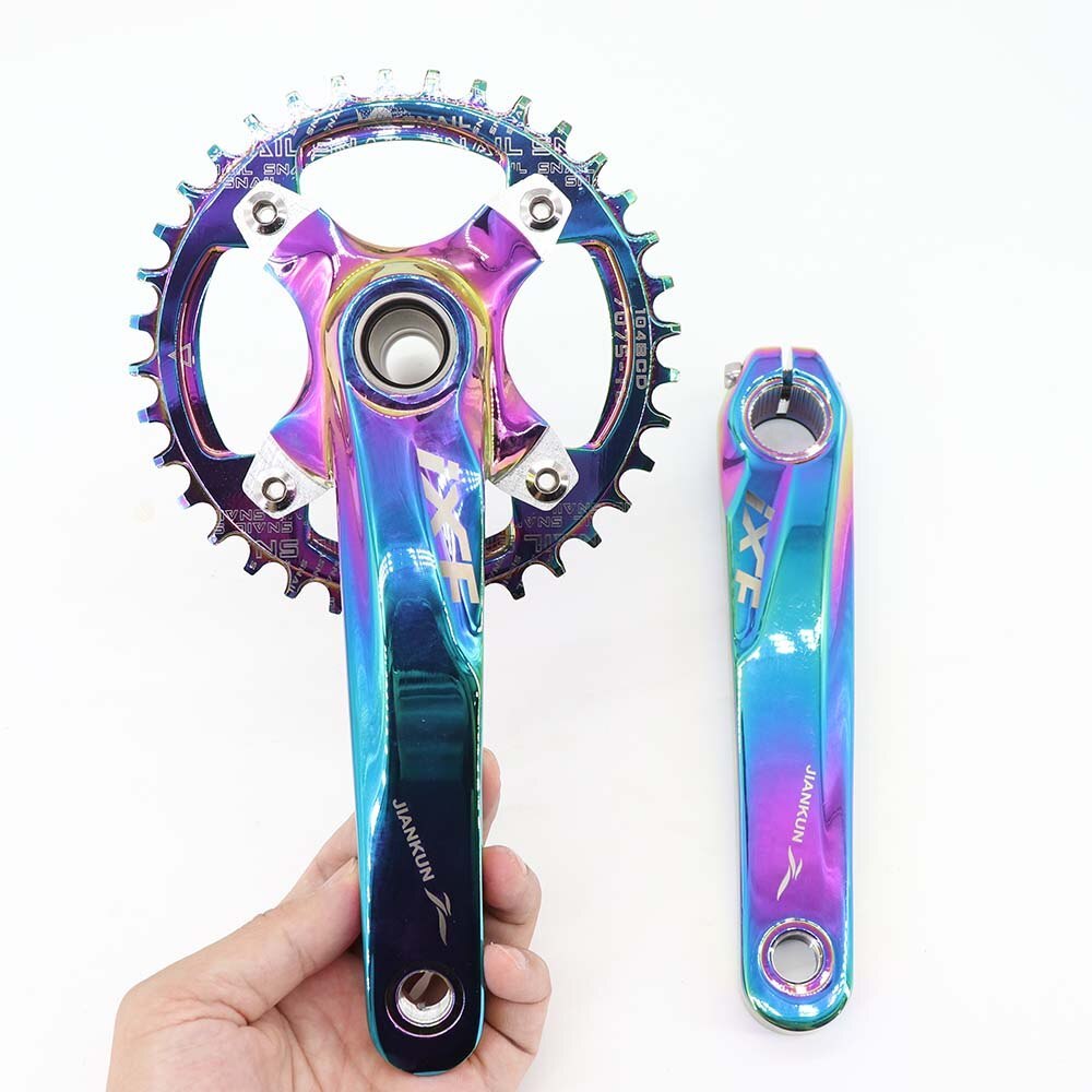 IXF MTB Crankset 104BCD Bike Crank 170mm 175mm Deckas Chainring 30t 32t 34t 36t 38 rainbow oil slick 1 2 3 speed 1x 2x 3x speed