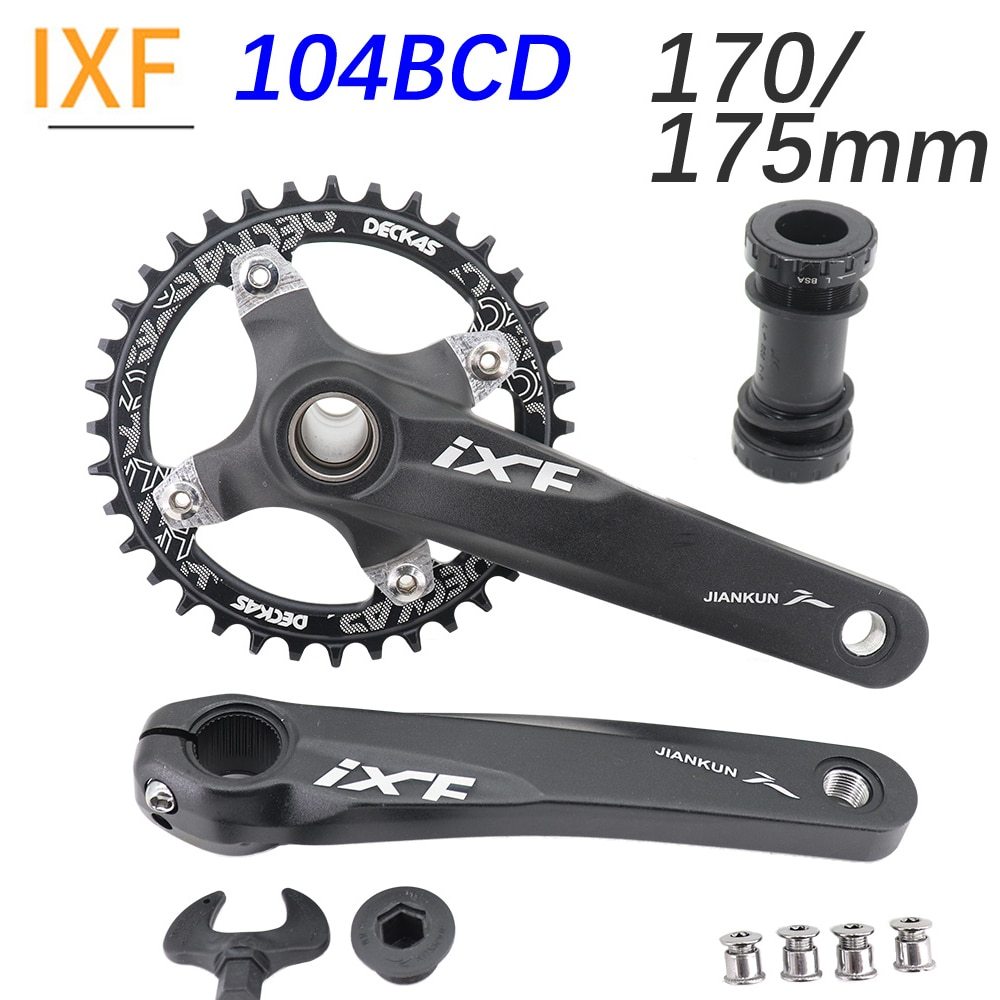 IXF MTB Crankset 104BCD Bike Crank 170 175 Snail Chainring 32t 34t 36t 38 rainbow oil slick 1 2 speed 1x 2x 3x speed hollowtech