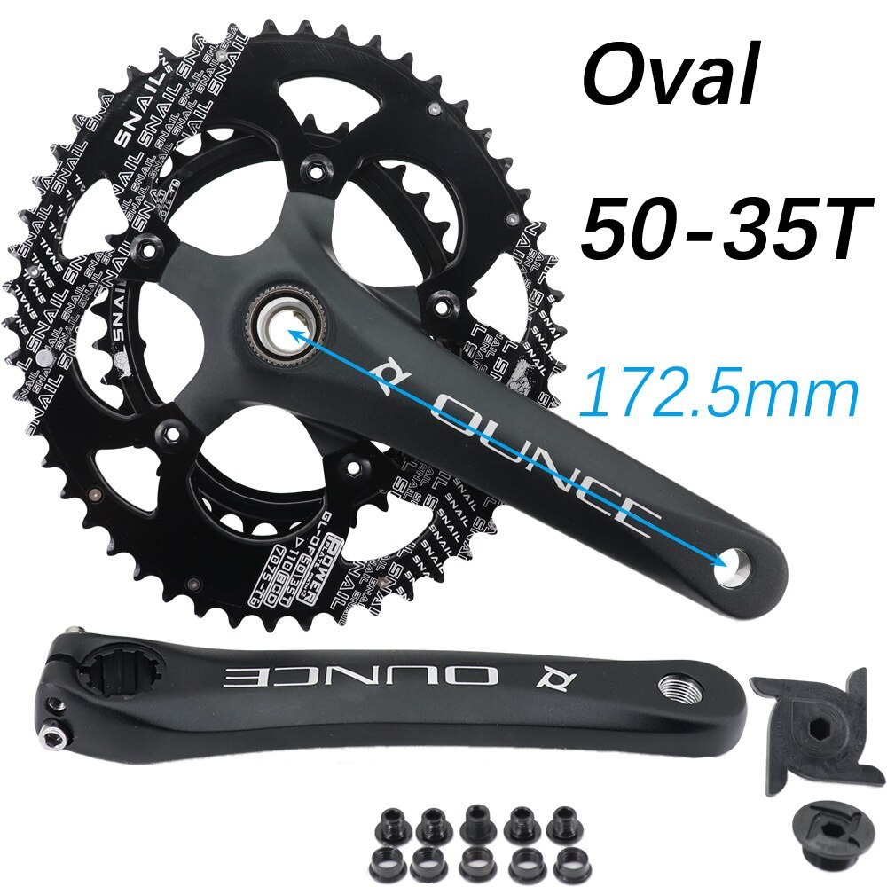 Prowheel OUNCE Road Bike Crankset 110BCD 170mm 172.5mm Snail 2x Chainring 110bcd Double Chainring 50-34t 52-36t 50-35t 53-39t