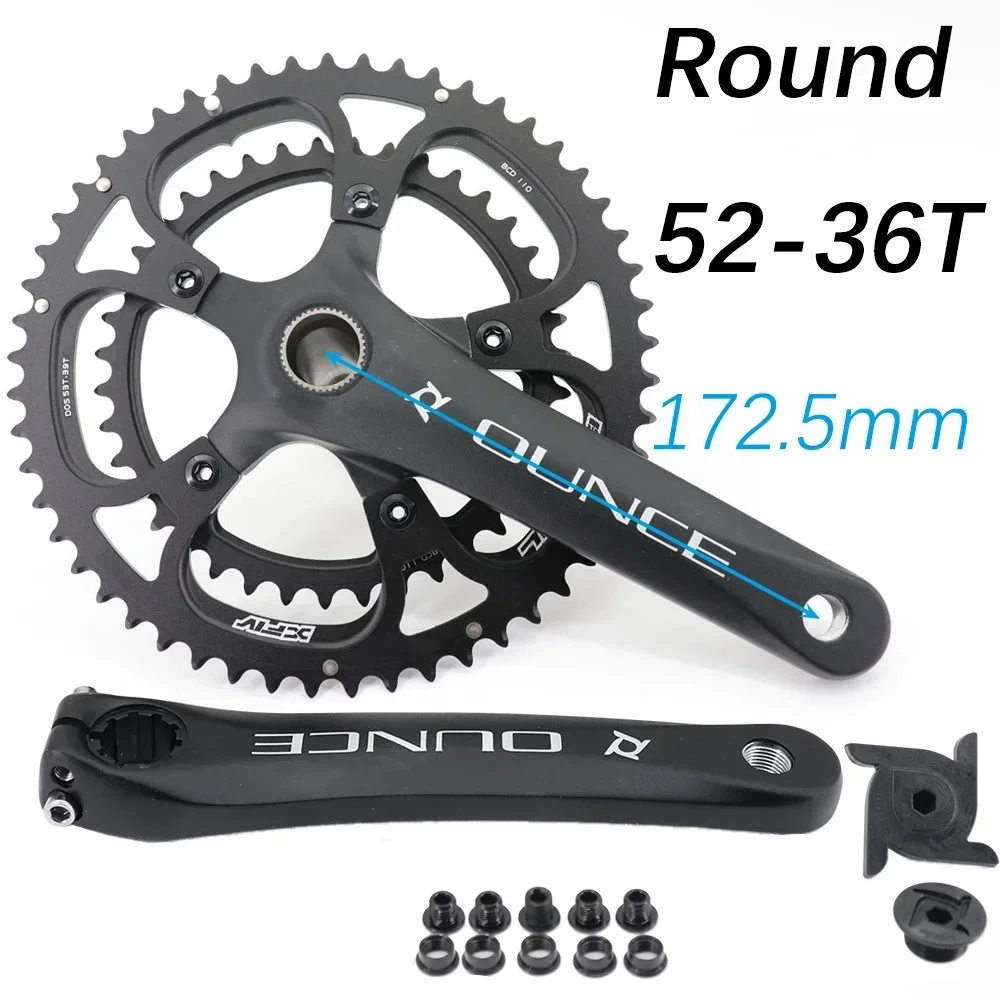 PROWHEEL 110BCD Road Bike Crankset 172.5mm OUNCE Crank Snail 110bcd Round Oval Double Chainring 50T 34T 52T 36T 50T 35T 53T 39T