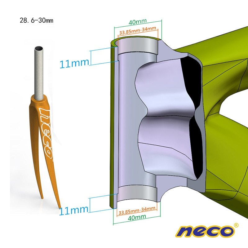 Neco Bike Bearing Headsets 34mm Threadless External Cup 1 1/8 1.125'' 34MM for Straight Fork Road Bike Fixie Gear Headset