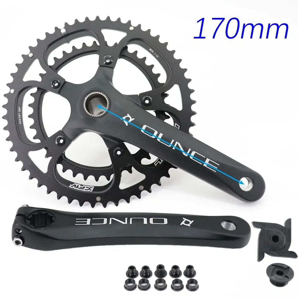 Prowheel OUNCE Road Bike Crankset 110BCD 170mm 172.5mm Snail 2x Chainring 110bcd Double Chainring 50-34t 52-36t 50-35t 53-39t