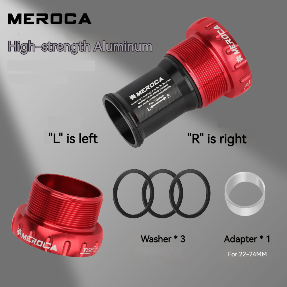 MEROCA Bicycle Bottom Bracket BSA BB68/73mm Thread Press Fit MTB Road Bike Ceramic bearing Bottom Bracket For 24mm Crankset