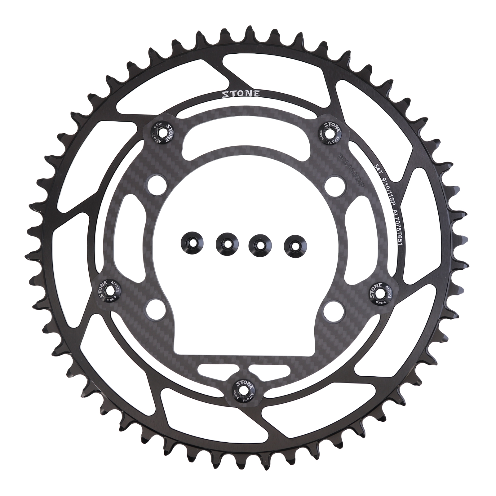 Stone Round Chainring Inner Offset 110BCD Carbon for Shimano