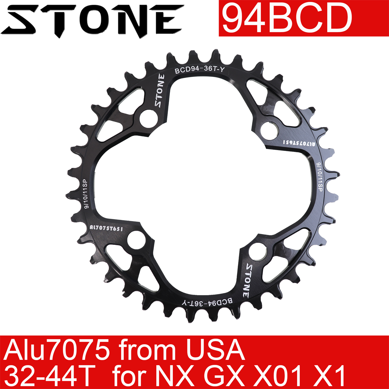 Stone 94BCD Round Chainring 32T 34T 36T 38T 40T 42T Cycling MTB Bike Chainwheel Tooth Plate for Sram NX GX X1 94 bcd Stone chainring Brand