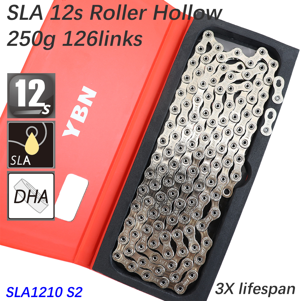 YBN Bike Chain 10 11 12 speed SLA silver hollow gold oil