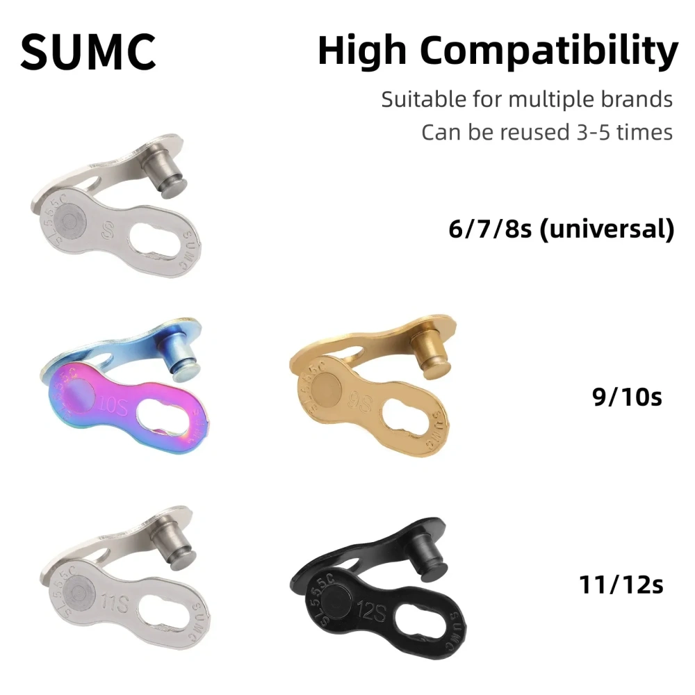 SUMC Bicycle Chain Link Connector 2 pair Mountain Road Bike Chain Magic Buckle Quick Release 6-7-8s  9-10-11-12s