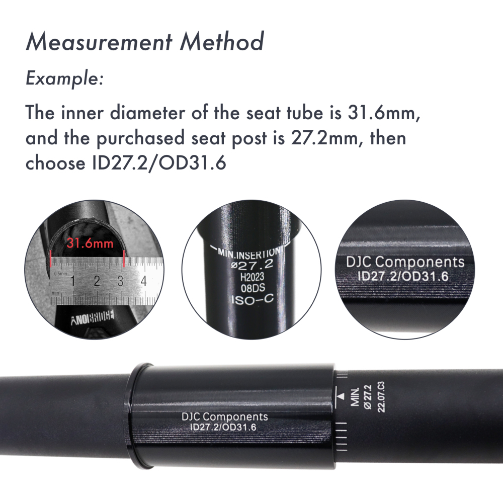Seatpost Adapter shim spacer diameter size change pin seat 25.4 27.2 30.0 30.4 30.8 28.6 30.9 31.6 mm MTB bike tube convert