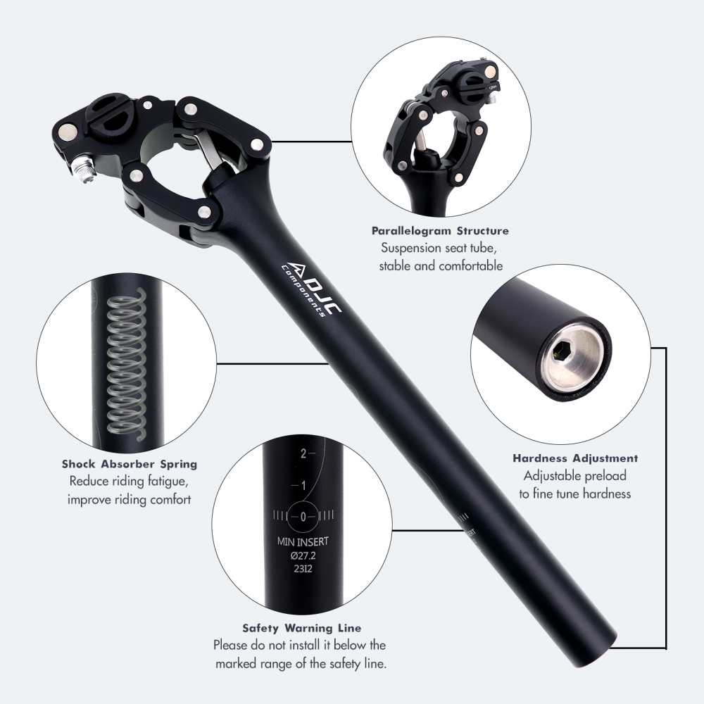 DJC Bike Suspension Seatpost Parallel Shock Absorber Parallelogram Bicycle Seat Post 28.6 30.1 30.4 30.9 31.6 MTB CX DH