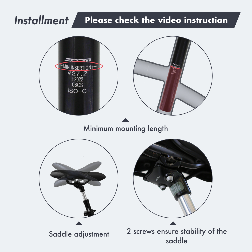 ZOOM Suspension Seatpost Shock Absorber Damping Alu MTB Mountain Bike Bicycle Seat Post 25.4 27.2 28.6 30.1 30.4 30.9 31.6 33.9