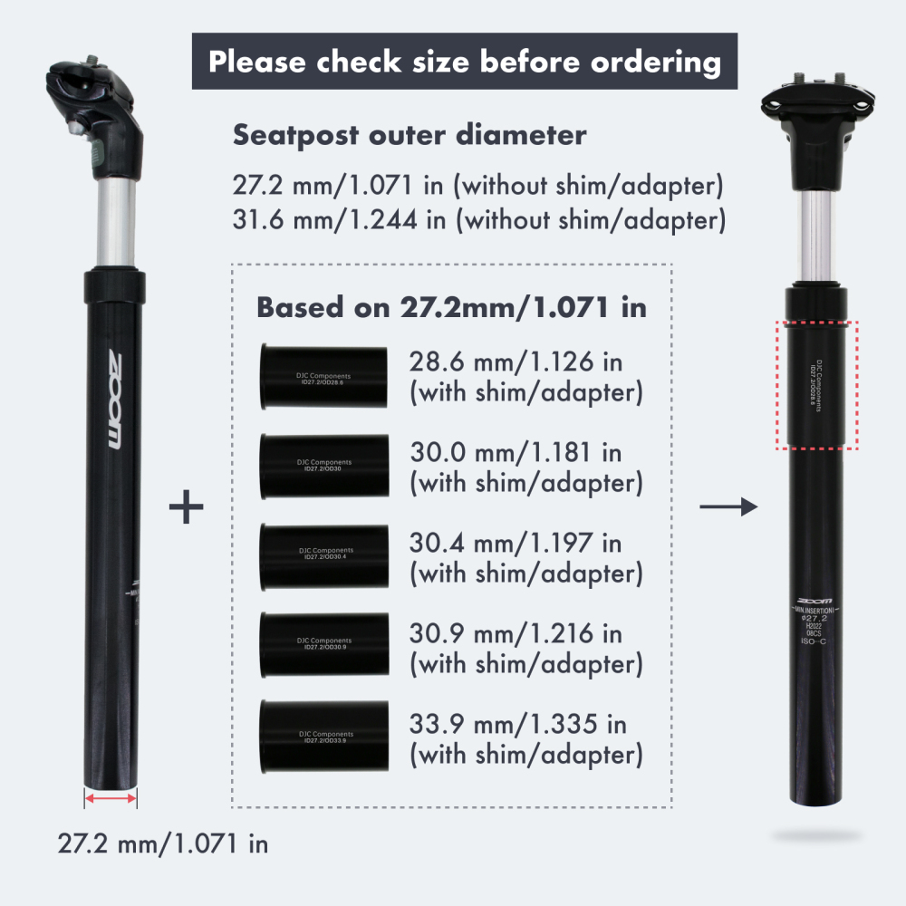ZOOM Suspension Seatpost Shock Absorber Damping Alu MTB Mountain Bike Bicycle Seat Post 25.4 27.2 28.6 30.1 30.4 30.9 31.6 33.9