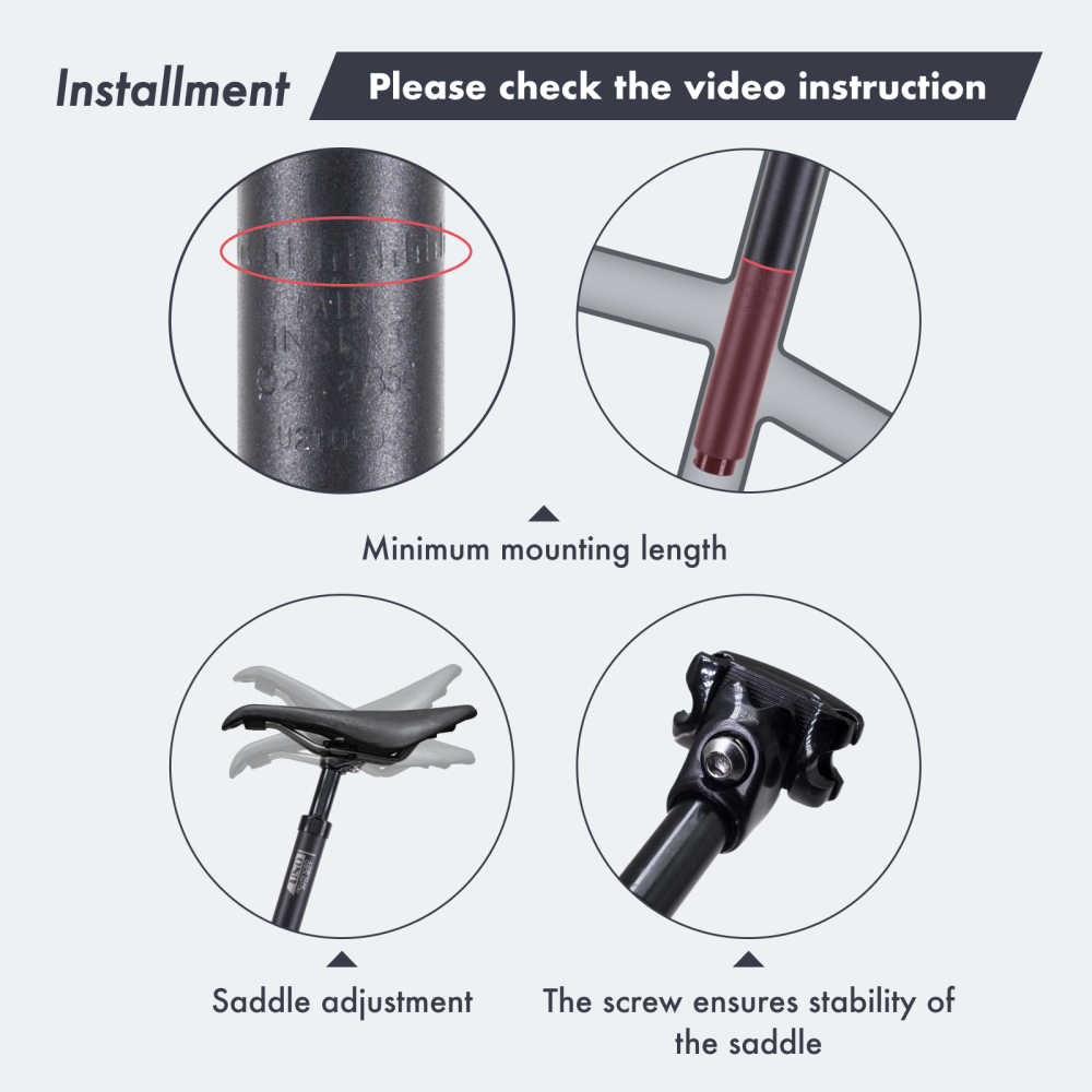 UNO bike seatpost suspension shock absorb MTB mountain damping ultralight 26.8 27.2mm 28.6 30 30.4 30.9 31.6mm X350MM Alu 6061