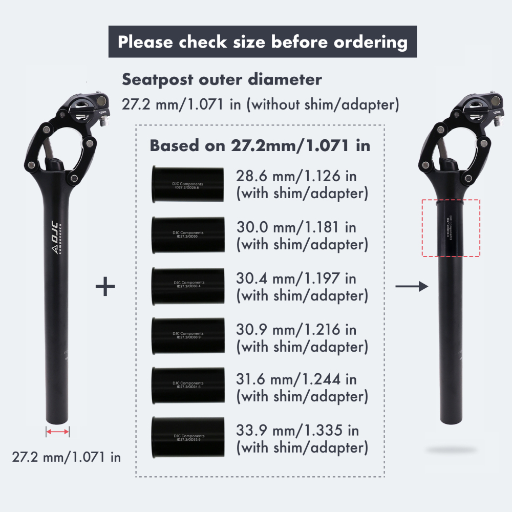 DJC Bike Suspension Seatpost Parallel Shock Absorber Parallelogram Bicycle Seat Post 28.6 30.1 30.4 30.9 31.6 MTB CX DH