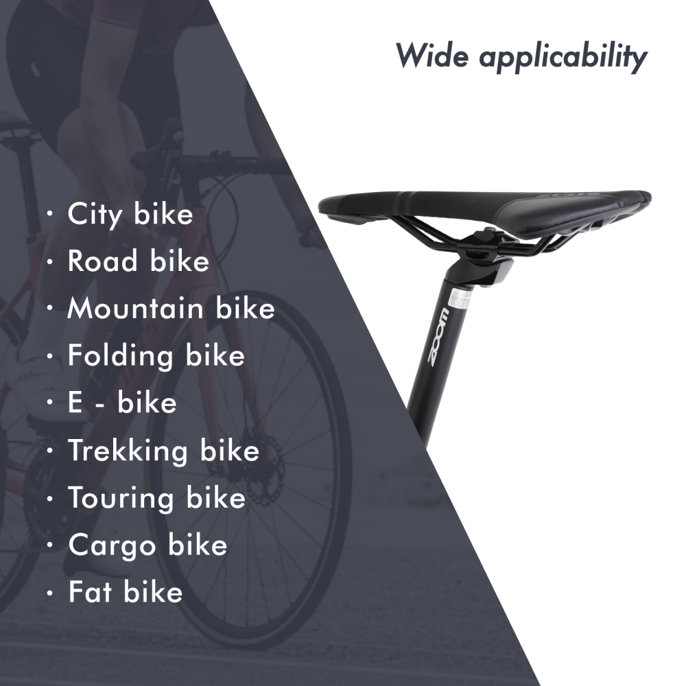 Zoom Seatpost for MTB Bike 300g Bicycle Seat Post Matt Black Silver 25.4 26.8 27.2 30 30.4 30.9 31.6mm 350mm Aluminum Alloy