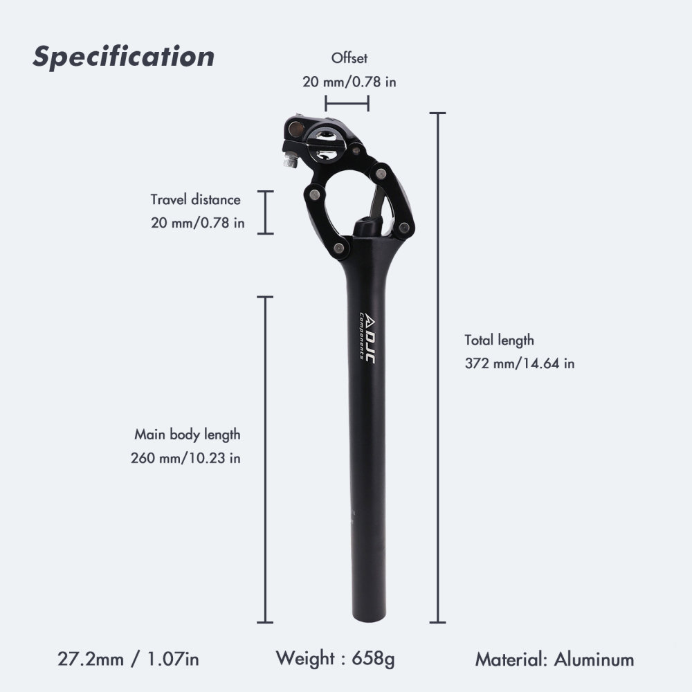 DJC Bike Suspension Seatpost Parallel Shock Absorber Parallelogram Bicycle Seat Post 28.6 30.1 30.4 30.9 31.6 MTB CX DH