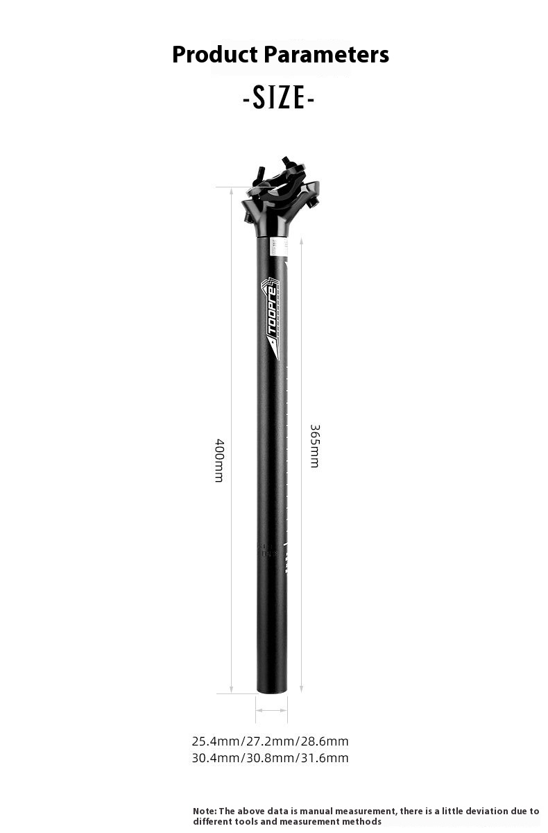 TOOPRE Aluminum Alloy Bike Seatpost 27.2/28.6mm Extended Two-Bolt Offset Seat Tube for MTB Road Bicycle