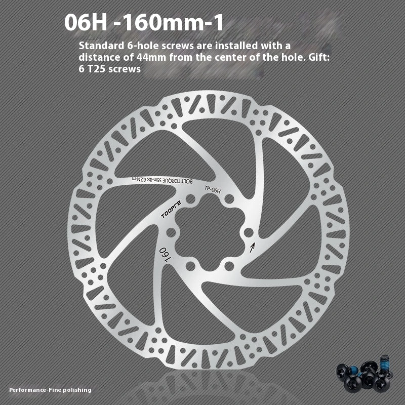 TOOPRE Mountain Bike Disc Rotor Bicycle Brake Pads 160/180/203mm Six Bolt Disc G3/HS1 with Screws