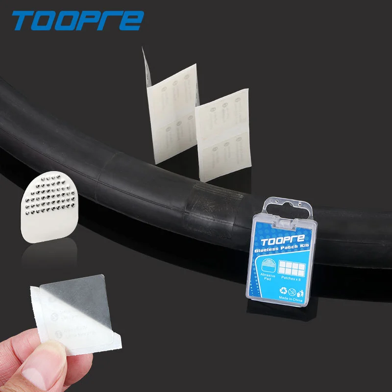 TOOPRE Bicycle Transparent Adhesive-Free Patch Kit Mountain Bike Tire Patch Film 8-Piece Quick Repair Tool Set One Box/8 Pieces