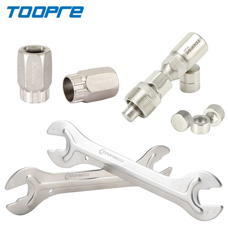 TOOPRE Mountain Bike Freewheel Removal Wrench Cassette Socket Too Crank Puller Bottom Bracket and Hub Repair Tool