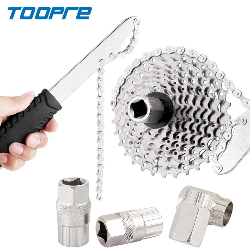TOOPRE Mountain Bike Freewheel Removal Wrench Cassette Socket Too Crank Puller Bottom Bracket and Hub Repair Tool