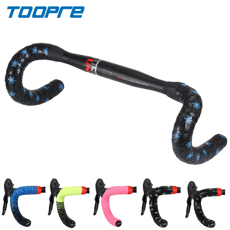 TOOPRE Chrysanthemum Pattern Road Bike Handlebar Tape Ultra-Light Fixed Gear Bicycle Strap PU Non-slip Silicone Shock Absorption Sweat Absorption