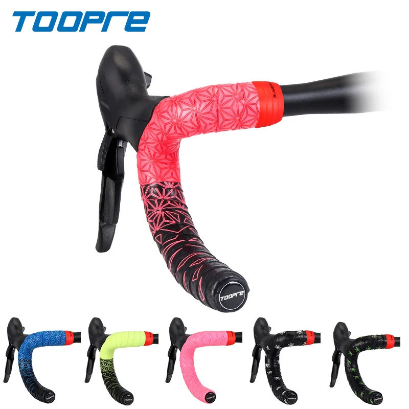 TOOPRE Chrysanthemum Pattern Road Bike Handlebar Tape Ultra-Light Fixed Gear Bicycle Strap PU Non-slip Silicone Shock Absorption Sweat Absorption