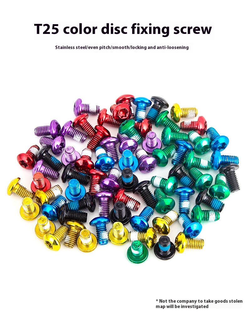 GIYO Bicycle Colorful Disc Brake Rotor Bolts Mountain Bike Disc Rotor Screws Colorful T25 Disc Brake Pads M5*10 12pcs