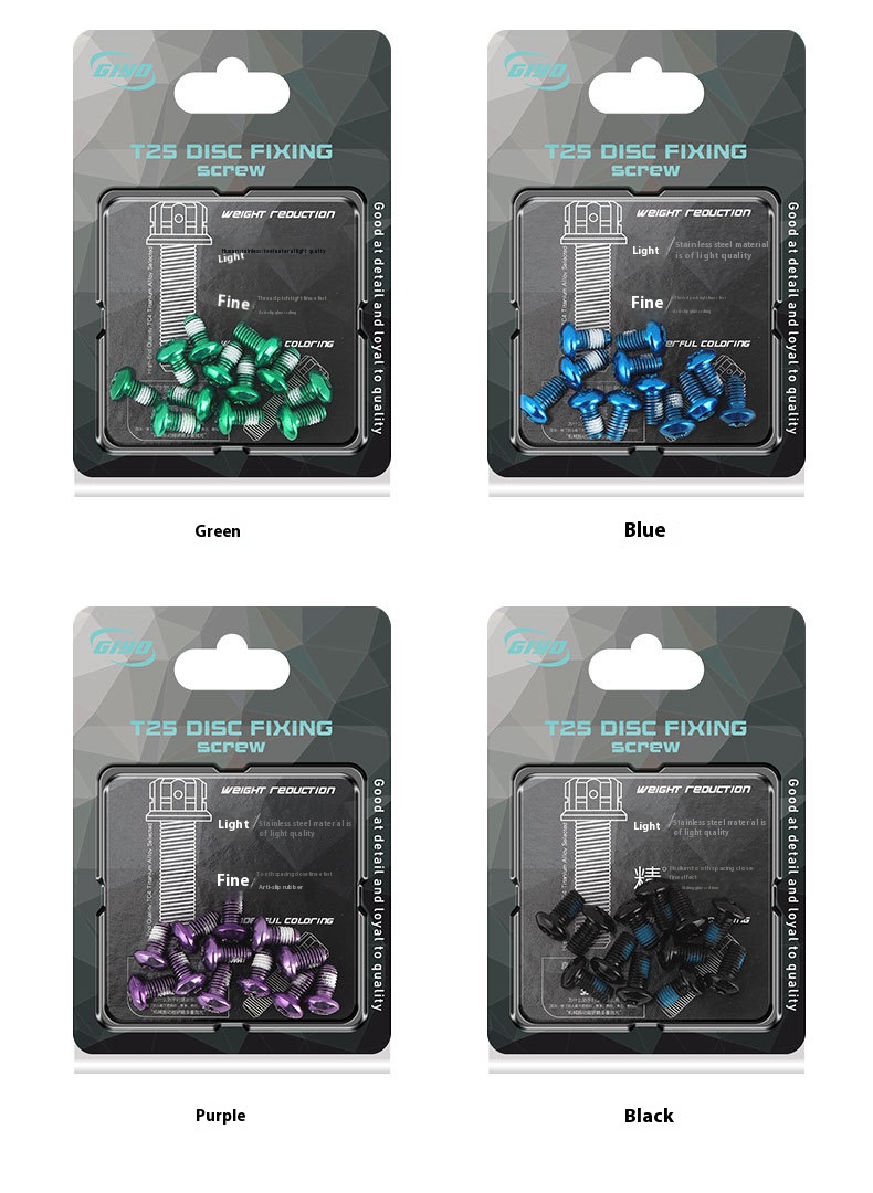 GIYO Bicycle Colorful Disc Brake Rotor Bolts Mountain Bike Disc Rotor Screws Colorful T25 Disc Brake Pads M5*10 12pcs
