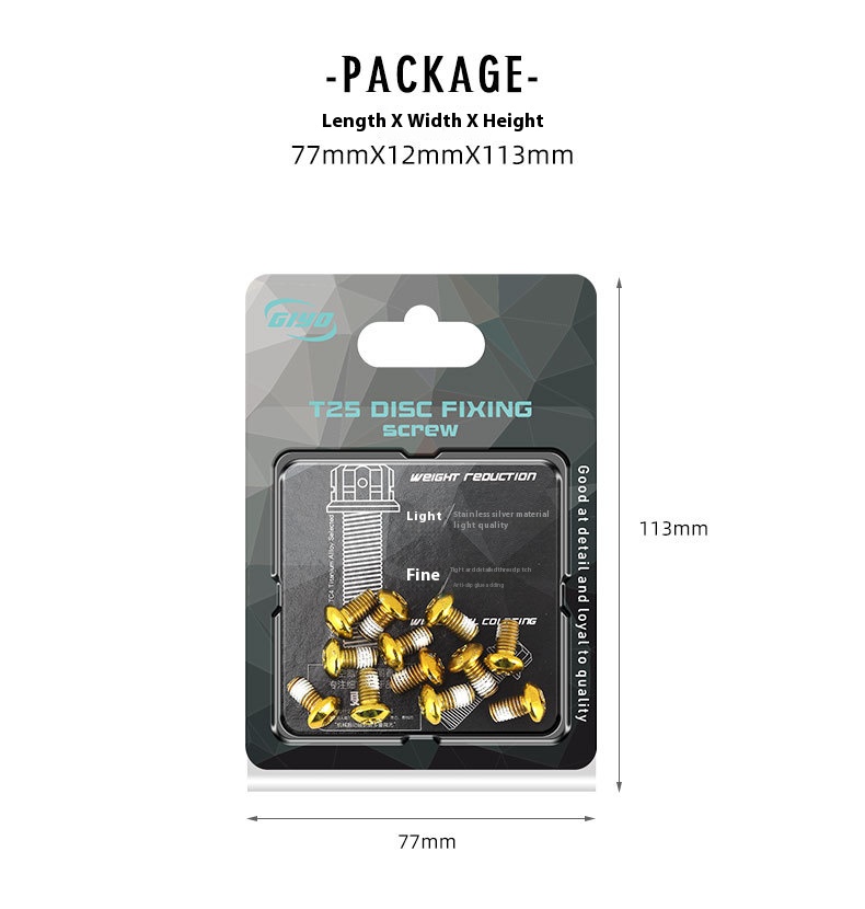 GIYO Bicycle Colorful Disc Brake Rotor Bolts Mountain Bike Disc Rotor Screws Colorful T25 Disc Brake Pads M5*10 12pcs