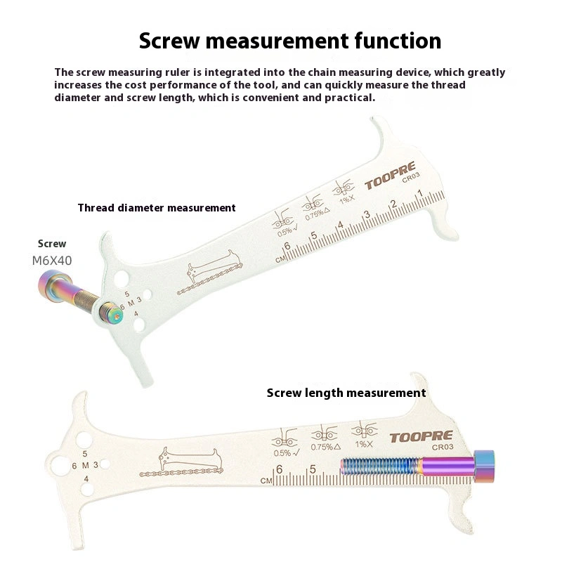 TOOPRE 3-in-1 Chain Wear Measurement Tool for Mountain and Road Bikes - Chain Gauge Wear Measurement Tool and Caliper