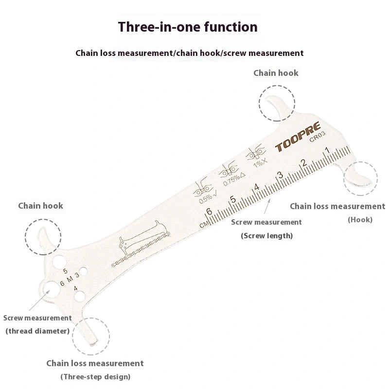 TOOPRE 3-in-1 Chain Wear Measurement Tool for Mountain and Road Bikes - Chain Gauge Wear Measurement Tool and Caliper
