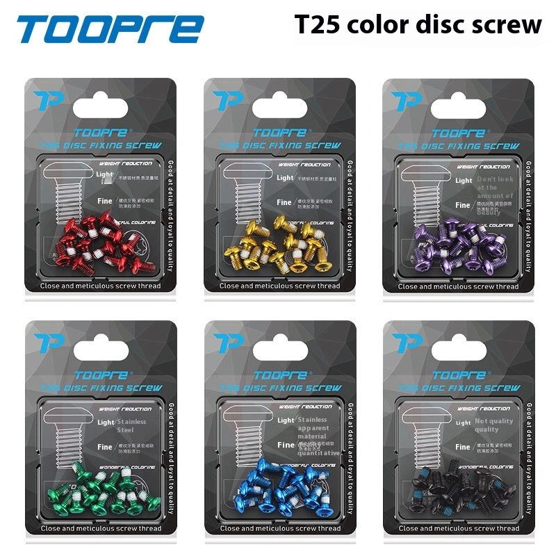 TOOPRE Colorful Mountain Bike Disc Rotor Bolts Bicycle T25 Torx Disc Brake Rotor Fixing Screws