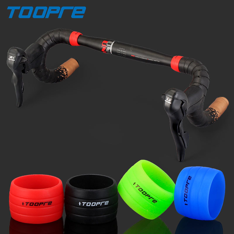 TOOPRE Bicycle Handlebar Tape with Fixing Rings, Road Bike Handlebar Tape with Sleeves, Fixed-Gear Drop Handlebar Wrapped with Silicone Anti-Slip Binding Strap