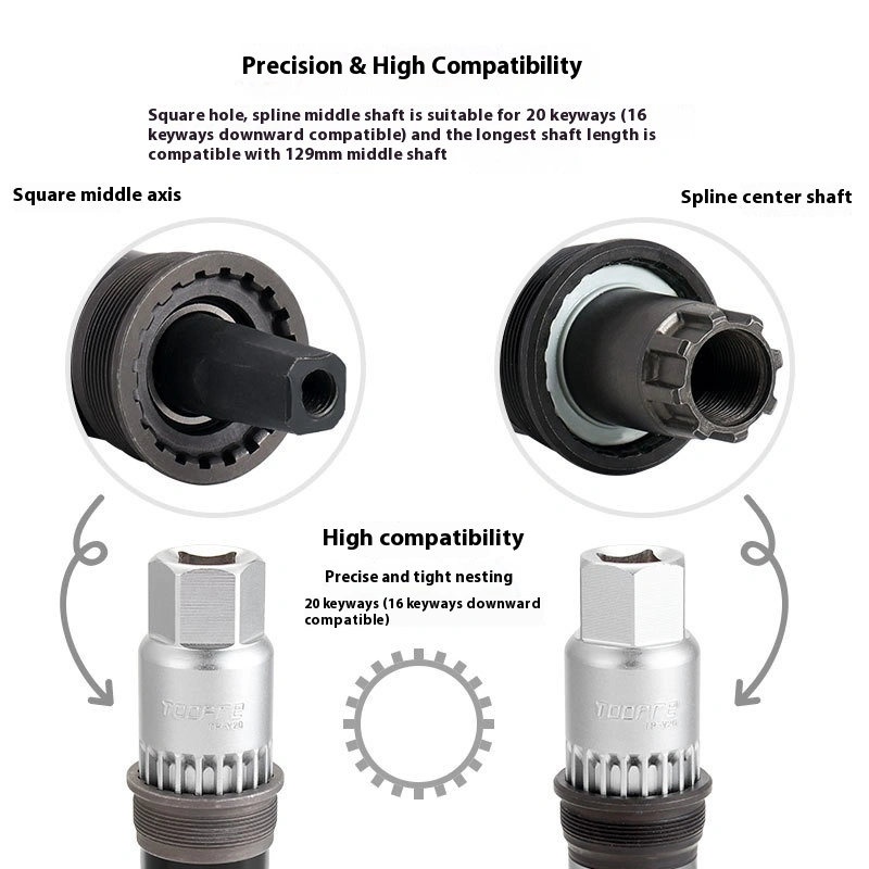 TOOPRE Bicycle Bottom Bracket Tool Mountain Bike Square Taper Crank Arm Removal Installation Wrench