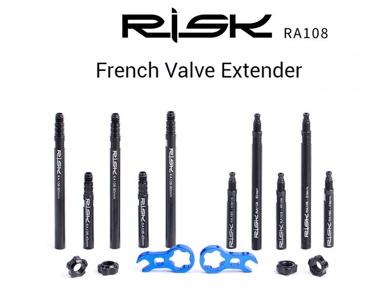 RISK RA108 Presta Valve Extenders 45mm 80mm Bicycle Tire Valve Extension for Road Bike Deep Rim Wheels