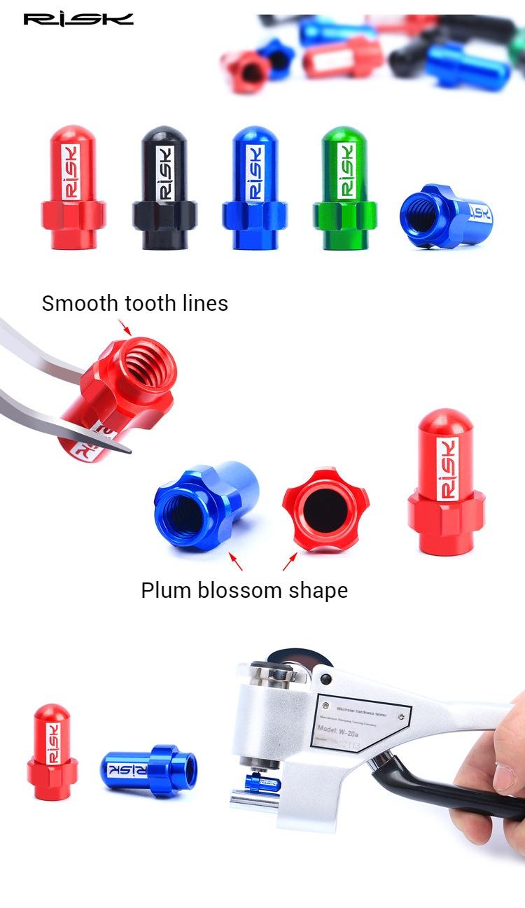 RISK FV18/AV18 7075 Aluminum Alloy Bike Valve Caps – Presta & Schrader Dust Covers for Road, MTB, Fixed Gear Bikes, 2PCS