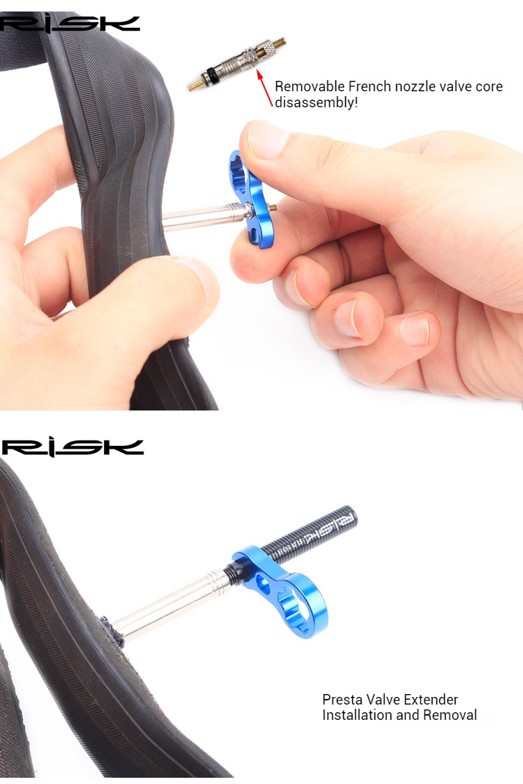 RISK RA108 Presta Valve Extenders 45mm 80mm Bicycle Tire Valve Extension for Road Bike Deep Rim Wheels
