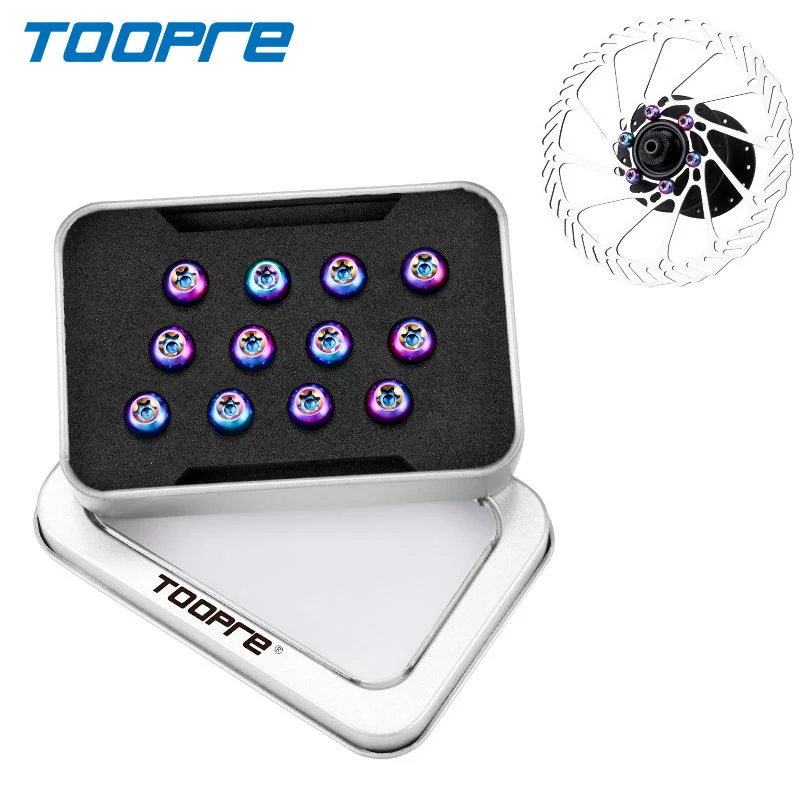 TOOPRE Mountain Bike T25 Disc Rotor Bolts M5x10mm Titanium Torx Brake Rotor Fixing Bolts