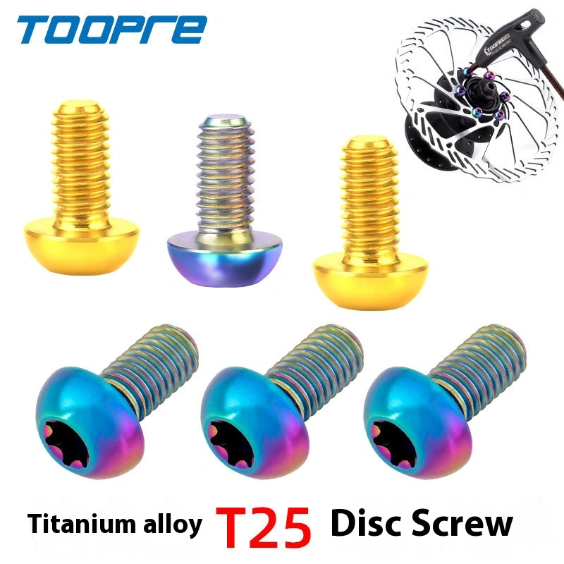 TOOPRE Mountain Bike T25 Disc Rotor Bolts M5x10mm Titanium Torx Brake Rotor Fixing Bolts