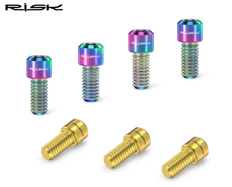 RISK 8pcs M4x8mm Titanium Alloy Downhill Mountain Bike Pedal Screws Anti-Slip TC4 Ti Bolts for XC AM DH MTB Bicycle