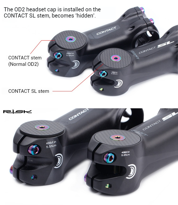RISK RA112 Carbon Fiber Bike Headset Top Cap with TC4 Titanium Bolt for 28.6mm / OD2 31.8mm Forks