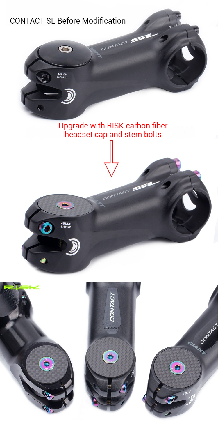 RISK RA112 Carbon Fiber Bike Headset Top Cap with TC4 Titanium Bolt for 28.6mm / OD2 31.8mm Forks