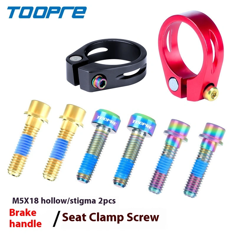 TOOPRE M5x18 Titanium Alloy Handlebar Bolts with Hand-tightened Hollow Design for Fixed Locking of Seatpost Clamps