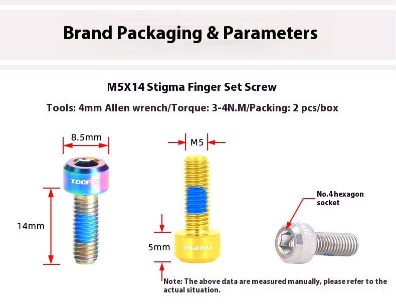 TOOPRE M5*14mm Mountain Bike TC4 Titanium Alloy Shifter Fixing Screws Hand Shifter Fixing