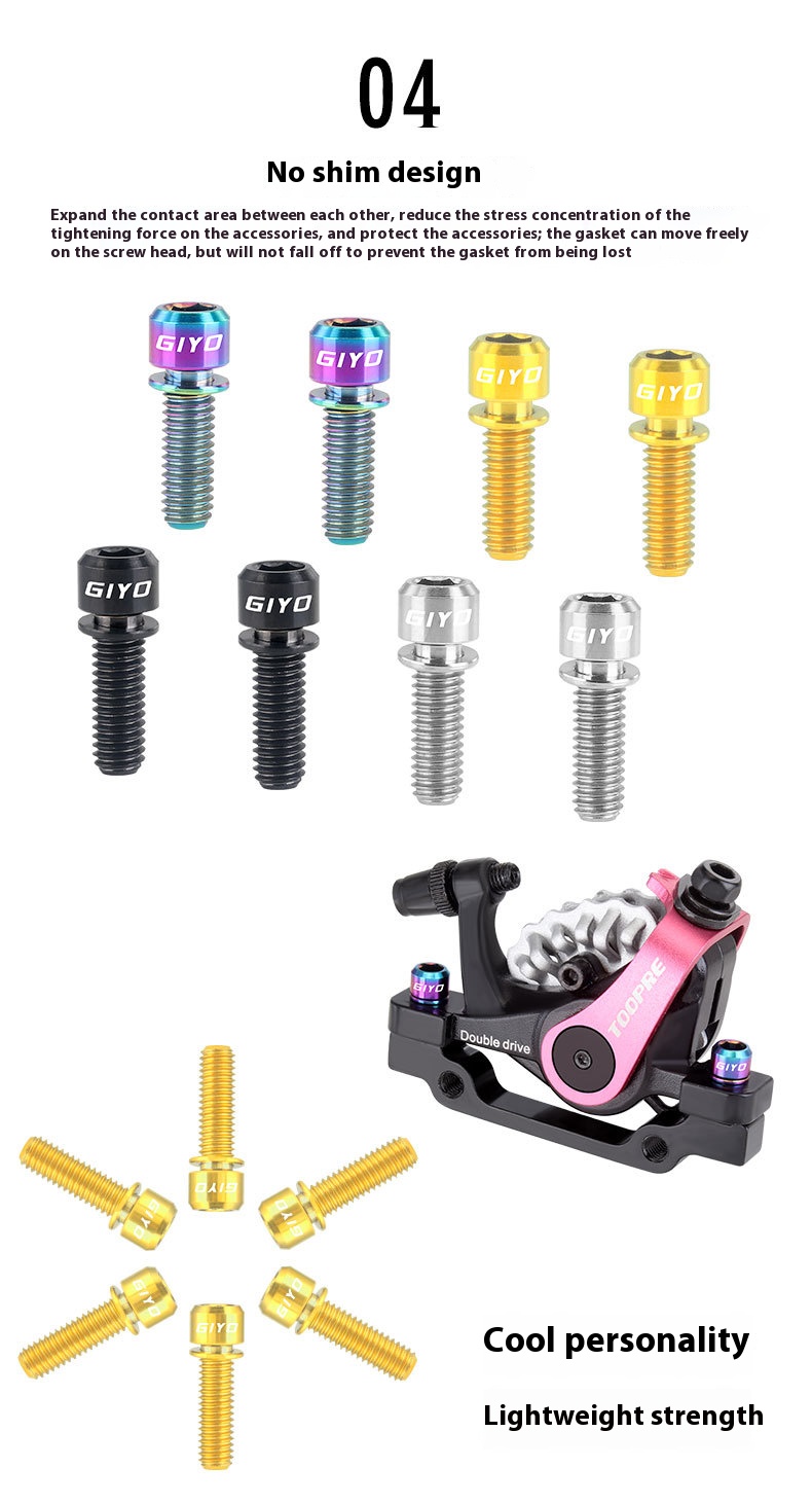 GIYO Disc Brake Fixing Bolts with Titanium Alloy Screws for Mountain and Road Bikes Crank Bolts with Washers M6x18/20