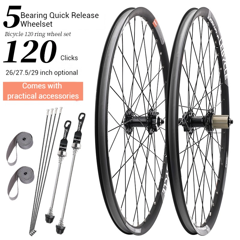 LEBYCLE 26 inch Mountain Bike Wheelset 27.5 Hub 29 Bicycle Front and Rear Rims Complete Set